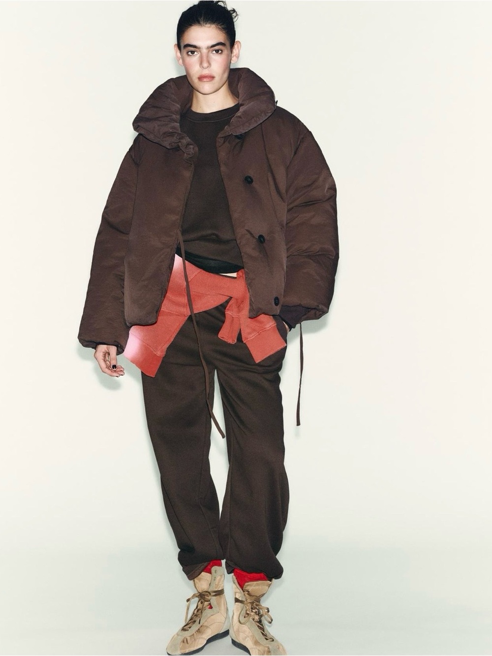 ZARA BROWN SHORT WATER AND WIND PROTECTION PUFFER NWT